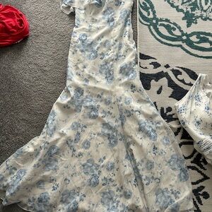 Floral Blue and White Maxi Dress